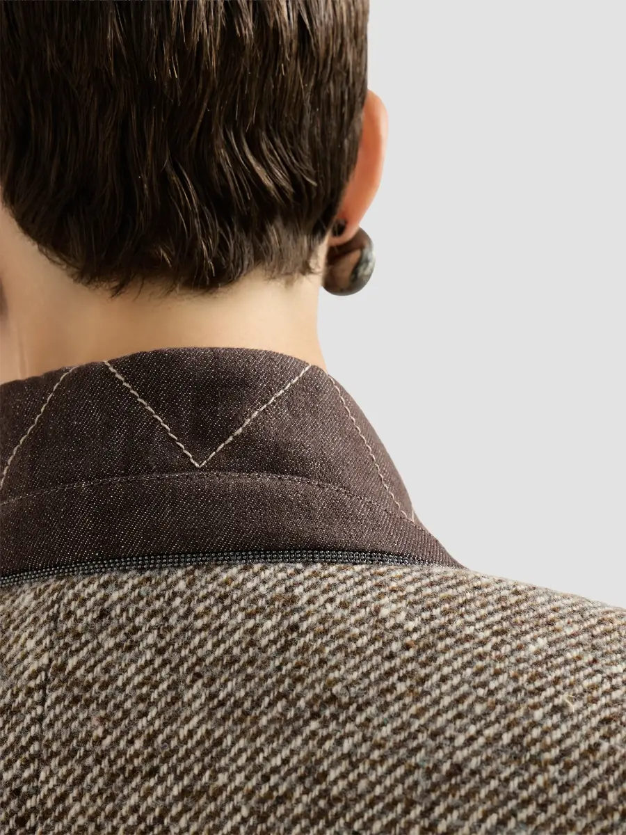 Brunello Cucinelli Women's Virgin Wool and Silk Mélange Diagonal Belted Coat | Thumbnail 5 Brunello Cucinelli Women's Virgin Wool and Silk Mélange Diagonal Belted Coat | Thumbnail 5