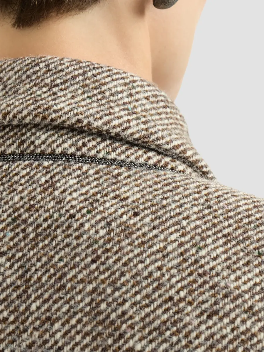 Brunello Cucinelli Women's Virgin Wool and Silk Mélange Diagonal Blazer with Monili - Brown | Thumbnail 5 Brunello Cucinelli Women's Virgin Wool and Silk Mélange Diagonal Blazer with Monili - Brown | Thumbnail 5