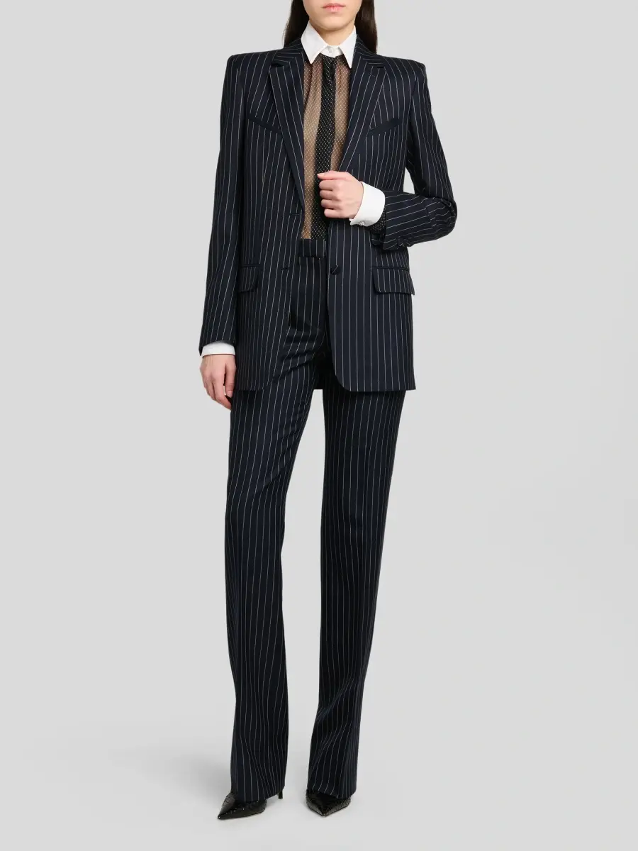 Tom Ford Women's Chalk-Striped Wool Straight-Leg Boyfriend Pants | Thumbnail 2 Tom Ford Women's Chalk-Striped Wool Straight-Leg Boyfriend Pants | Thumbnail 2