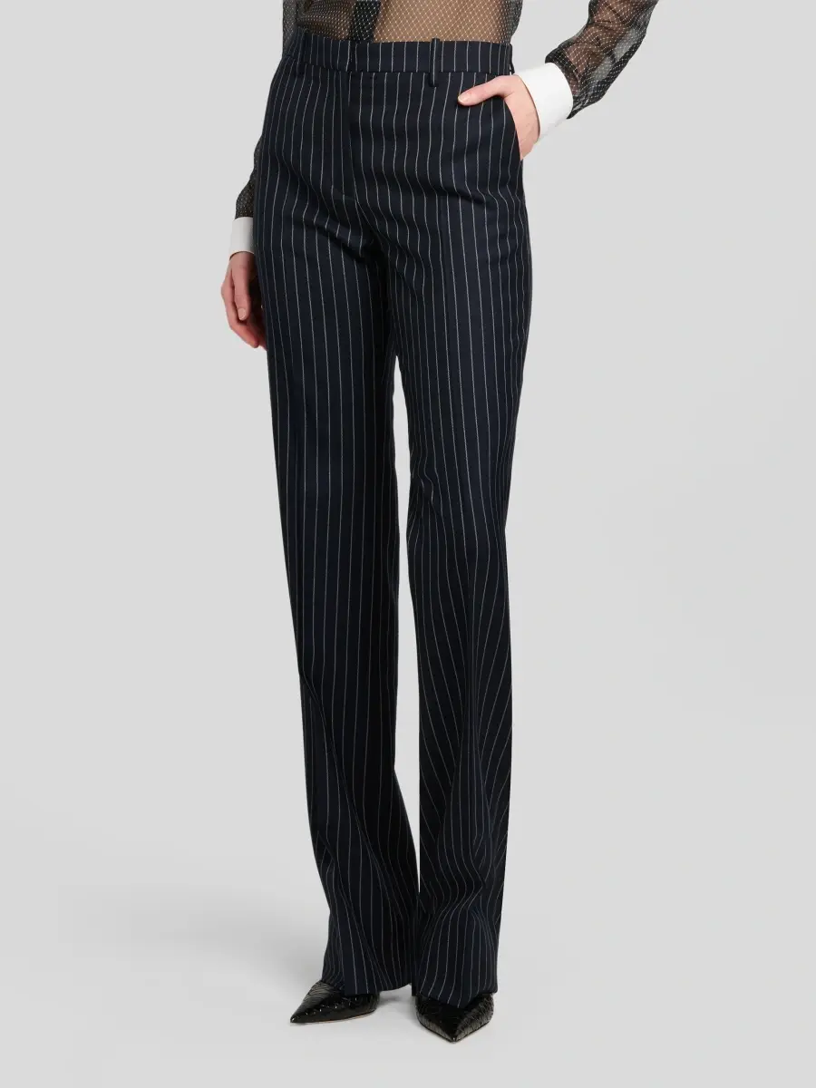 Tom Ford Women's Chalk-Striped Wool Straight-Leg Boyfriend Pants | Thumbnail 4 Tom Ford Women's Chalk-Striped Wool Straight-Leg Boyfriend Pants | Thumbnail 4
