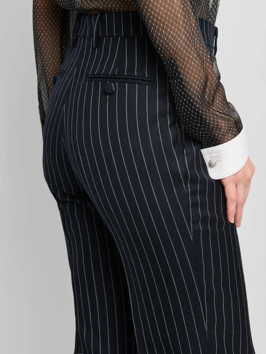 Tom Ford Women's Chalk-Striped Wool Straight-Leg Boyfriend Pants | Thumbnail 5 Tom Ford Women's Chalk-Striped Wool Straight-Leg Boyfriend Pants | Thumbnail 5