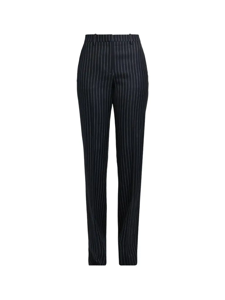 Women's Chalk-Striped Wool Straight-Leg Boyfriend Pants Women's Chalk-Striped Wool Straight-Leg Boyfriend Pants