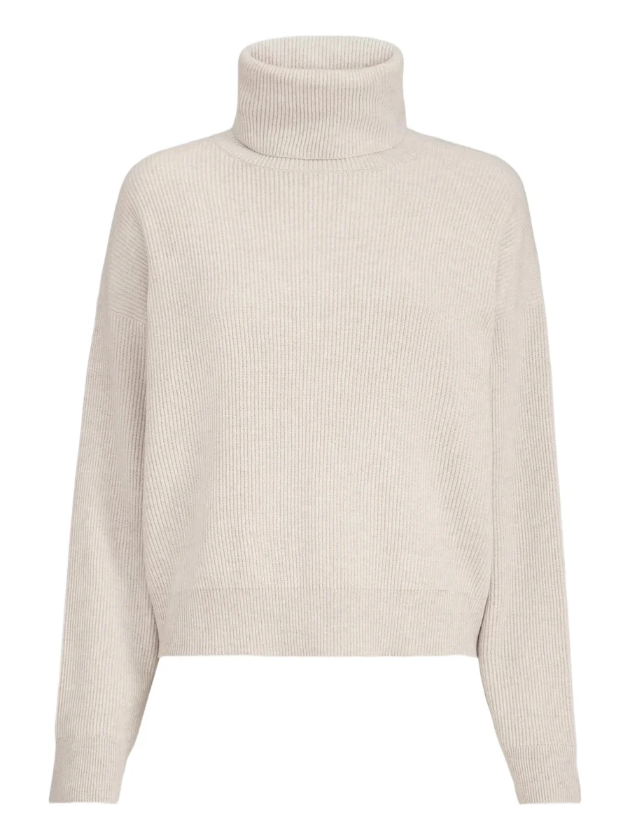 Women's Virgin Wool, Cashmere and Silk English Rib Turtleneck Sweater Women's Virgin Wool, Cashmere and Silk English Rib Turtleneck Sweater
