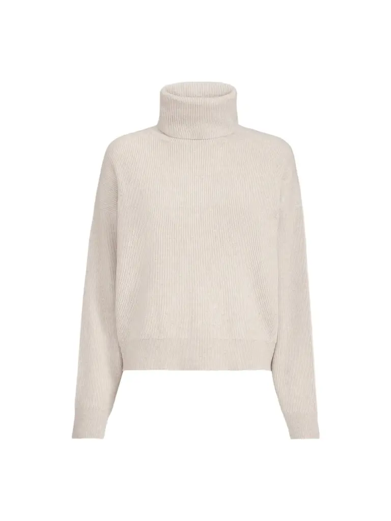 Brunello Cucinelli Women's Virgin Wool, Cashmere and Silk English Rib Turtleneck Sweater