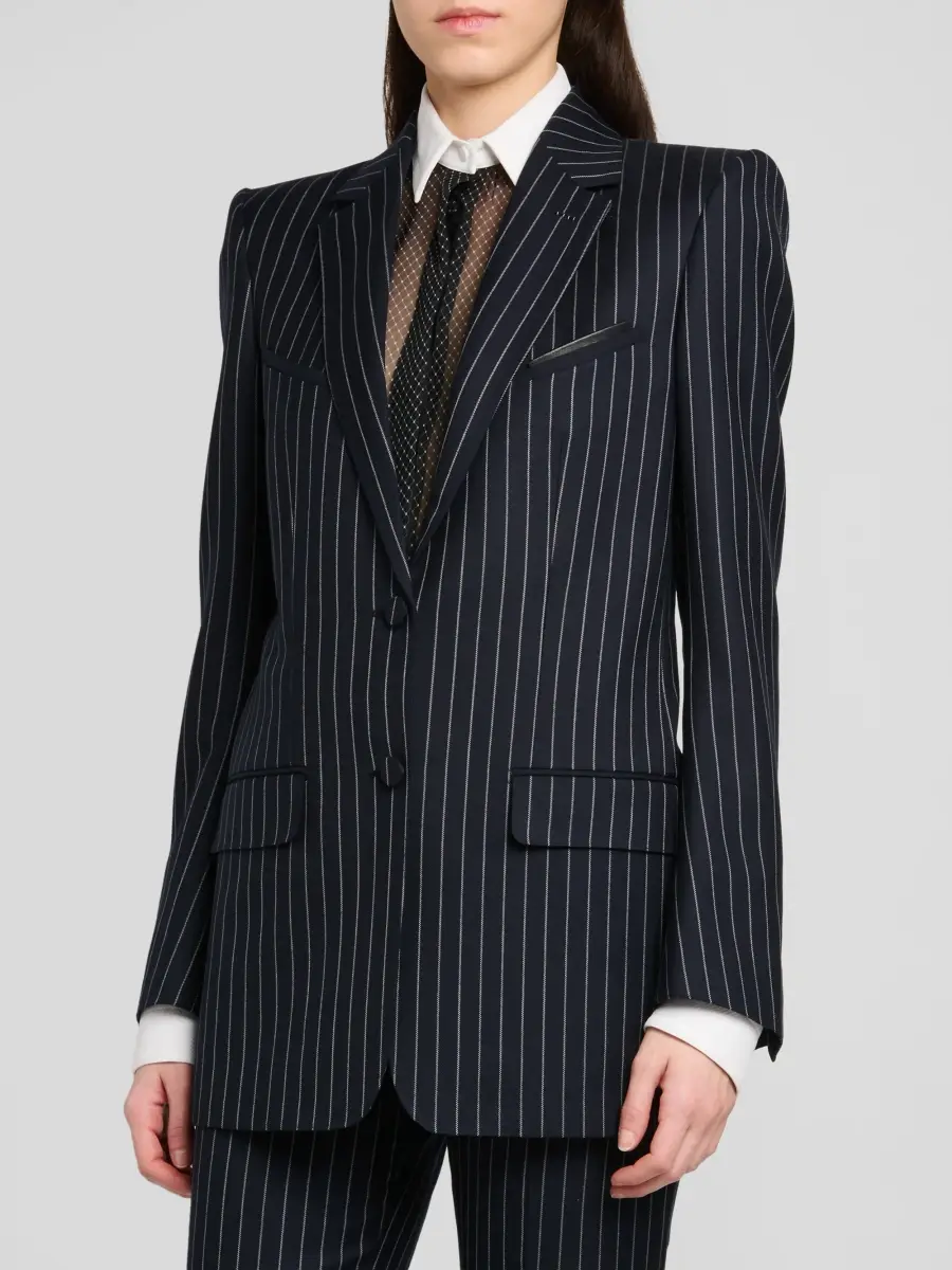 Tom Ford Women's Corded Chalkstriped Wool Blazer | Thumbnail 4