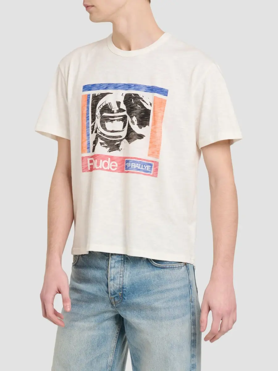 Rhude Men's Helmethead Rallye Graphic Cotton T-Shirt | Thumbnail 4 Rhude Men's Helmethead Rallye Graphic Cotton T-Shirt | Thumbnail 4