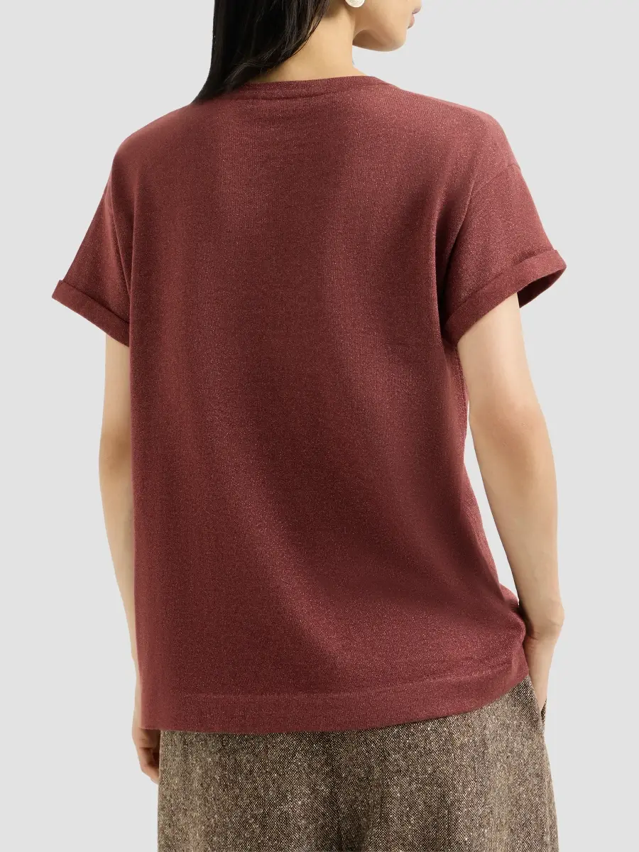 Brunello Cucinelli Women's Sparkling Cashmere and Silk Lightweight Knit T-Shirt | Thumbnail 3