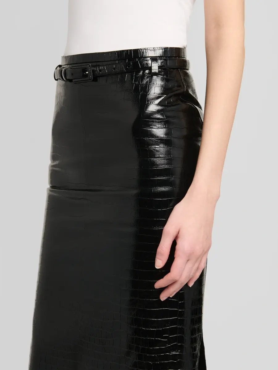 Tom Ford Women's Crocodile-Embossed Leather Midi Skirt | Thumbnail 5