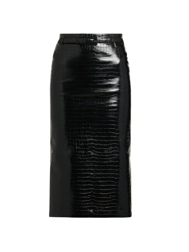 Women's Crocodile-Embossed Leather Midi Skirt Women's Crocodile-Embossed Leather Midi Skirt
