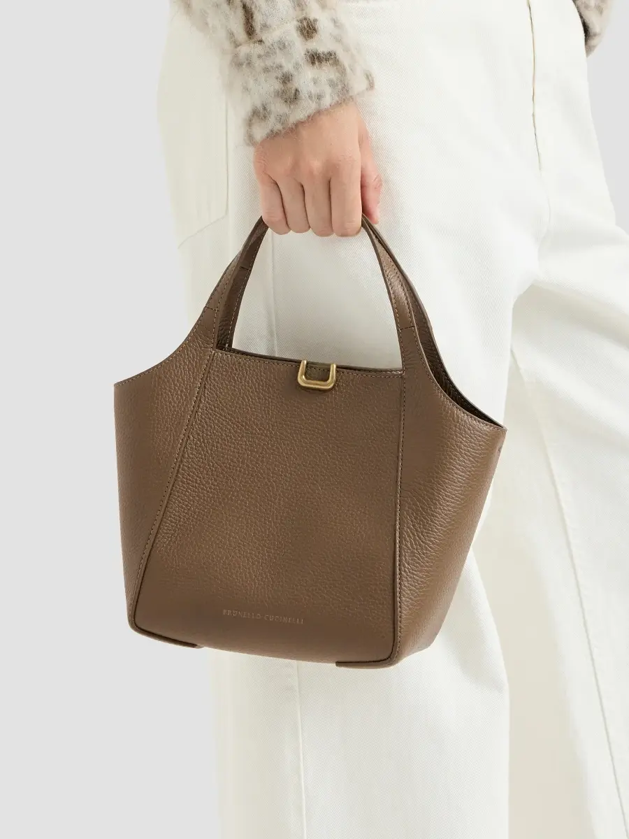 Brunello Cucinelli Women's Sartorial Small Bucket Bag in Soft Grained Leather | Thumbnail 2