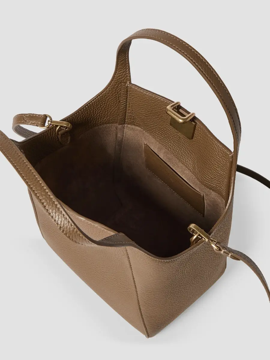 Brunello Cucinelli Women's Sartorial Small Bucket Bag in Soft Grained Leather | Thumbnail 5