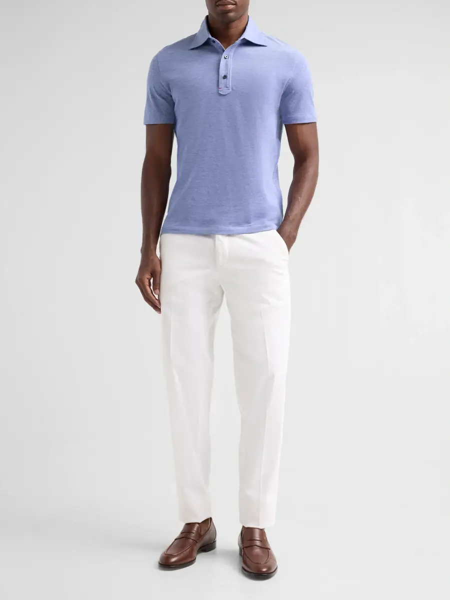 Isaia Men's Jersey Cotton Piqué Polo Shirt | Thumbnail 2 Isaia Men's Jersey Cotton Piqué Polo Shirt | Thumbnail 2