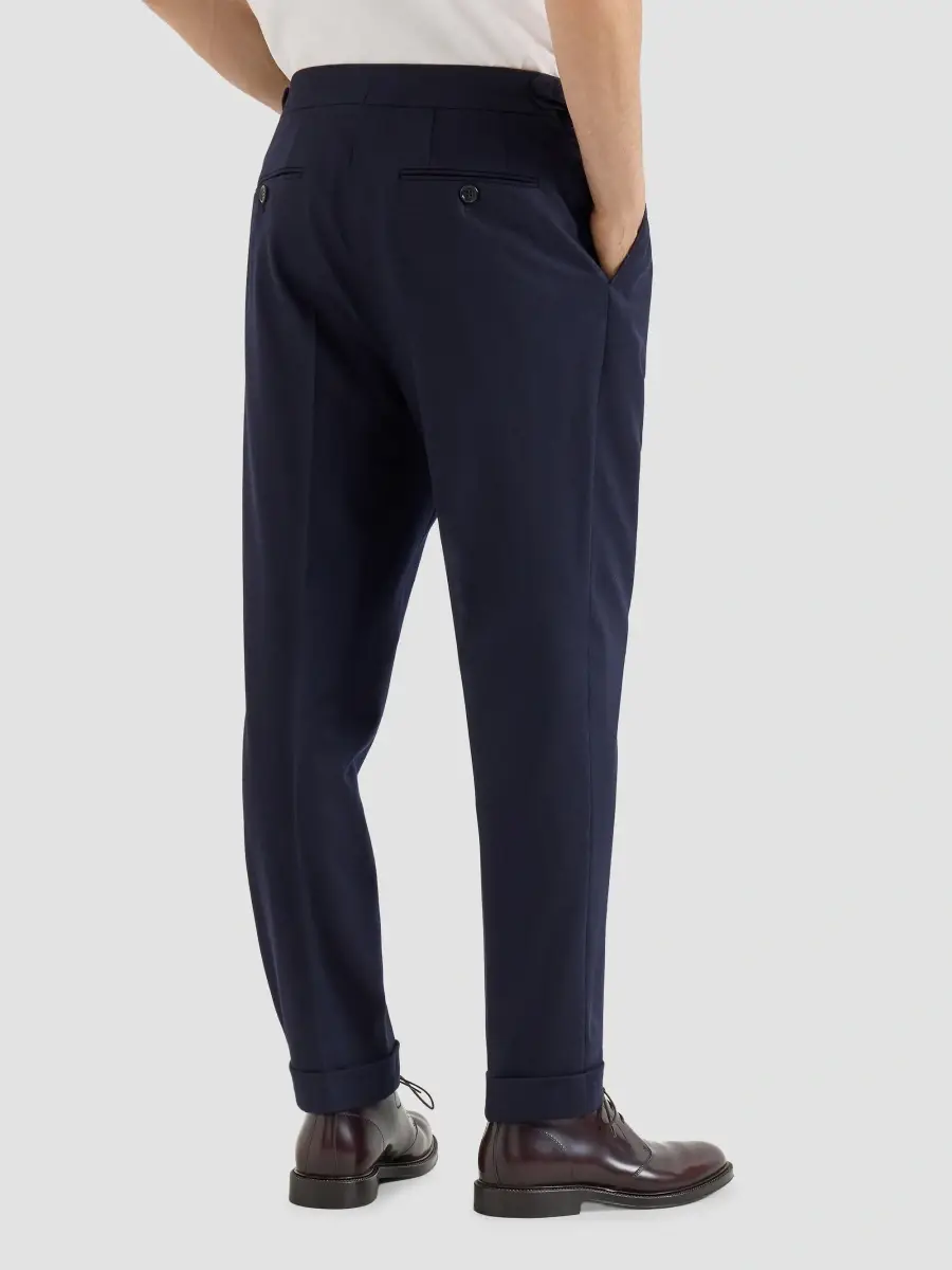 Brunello Cucinelli Men's Virgin Wool Flannel Trousers in Twisted Cotton Gabardine | Thumbnail 3 Brunello Cucinelli Men's Virgin Wool Flannel Trousers in Twisted Cotton Gabardine | Thumbnail 3