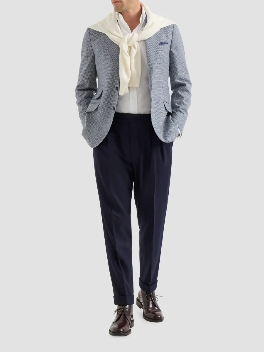 Brunello Cucinelli Men's Virgin Wool Flannel Trousers in Twisted Cotton Gabardine | Thumbnail 6 Brunello Cucinelli Men's Virgin Wool Flannel Trousers in Twisted Cotton Gabardine | Thumbnail 6