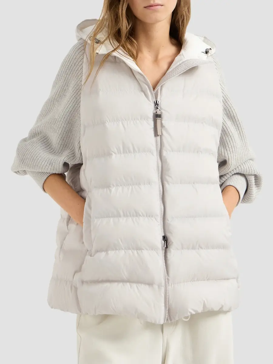 Brunello Cucinelli Women's Water-Resistant Matte Nylon Hooded Down Jacket | Thumbnail 2 Brunello Cucinelli Women's Water-Resistant Matte Nylon Hooded Down Jacket | Thumbnail 2