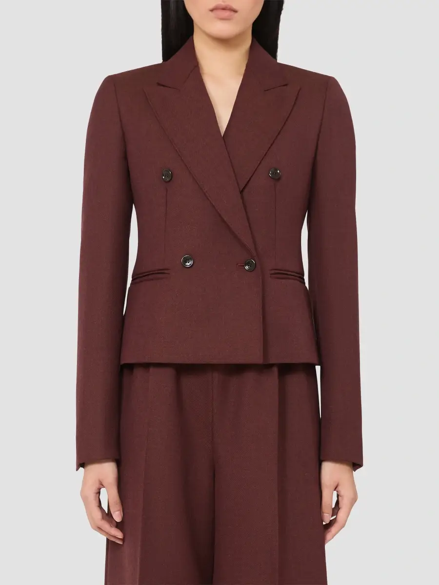 Max Mara Women's Denim Effect Wool Double Breasted Jacket | Thumbnail 3 Max Mara Women's Denim Effect Wool Double Breasted Jacket | Thumbnail 3