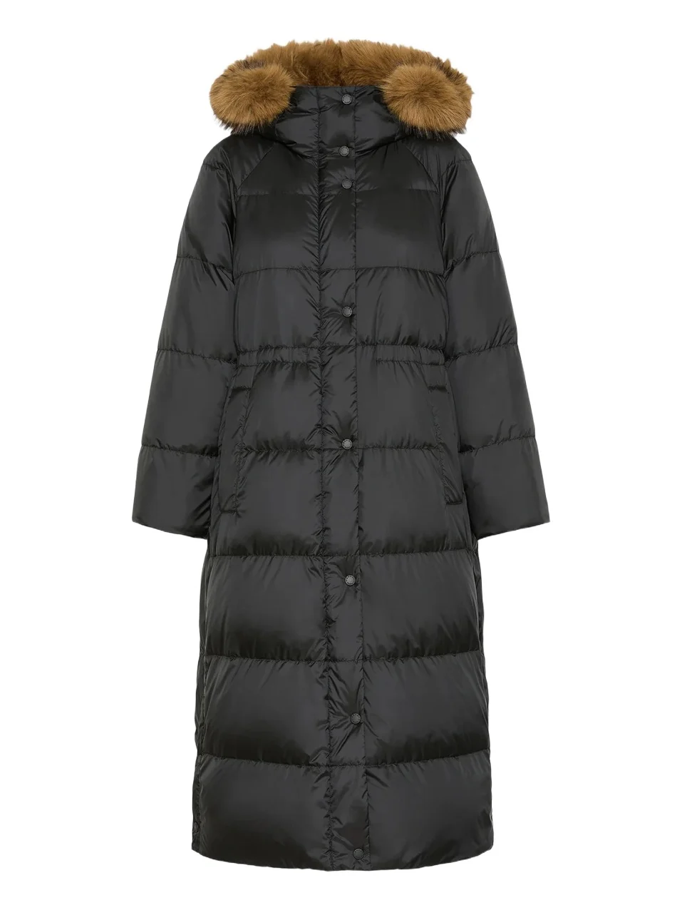 Women's Long Reversible Down Coat in Water Repellent Plain Weave Fabric Women's Long Reversible Down Coat in Water Repellent Plain Weave Fabric