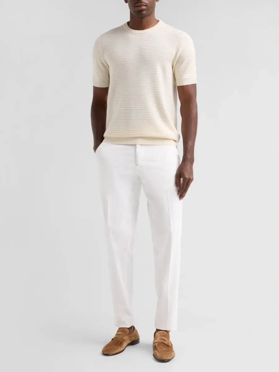 Isaia Men's Silk-Linen Rib-Knit Short-Sleeve Sweater | Thumbnail 2 Isaia Men's Silk-Linen Rib-Knit Short-Sleeve Sweater | Thumbnail 2