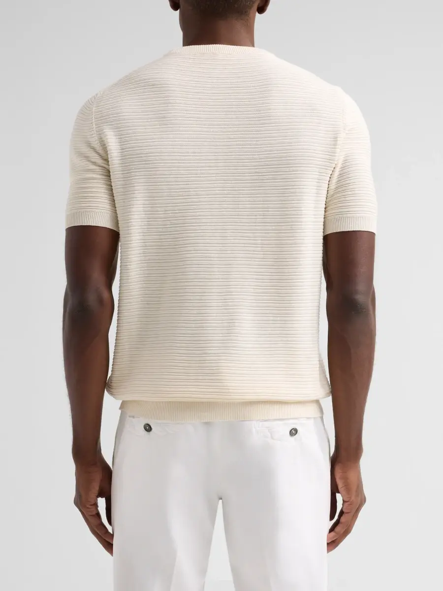 Isaia Men's Silk-Linen Rib-Knit Short-Sleeve Sweater | Thumbnail 3 Isaia Men's Silk-Linen Rib-Knit Short-Sleeve Sweater | Thumbnail 3