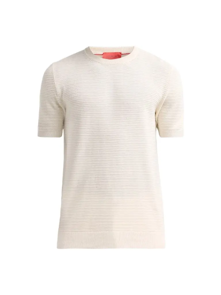 Men's Silk-Linen Rib-Knit Short-Sleeve Sweater Men's Silk-Linen Rib-Knit Short-Sleeve Sweater