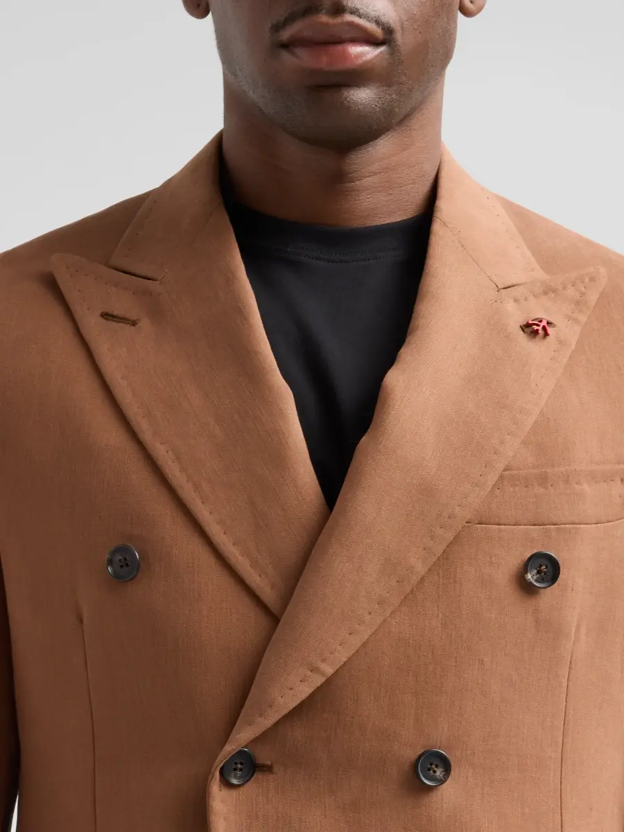 Isaia Men's Linen Double-Breasted Blazer | Thumbnail 5 Isaia Men's Linen Double-Breasted Blazer | Thumbnail 5