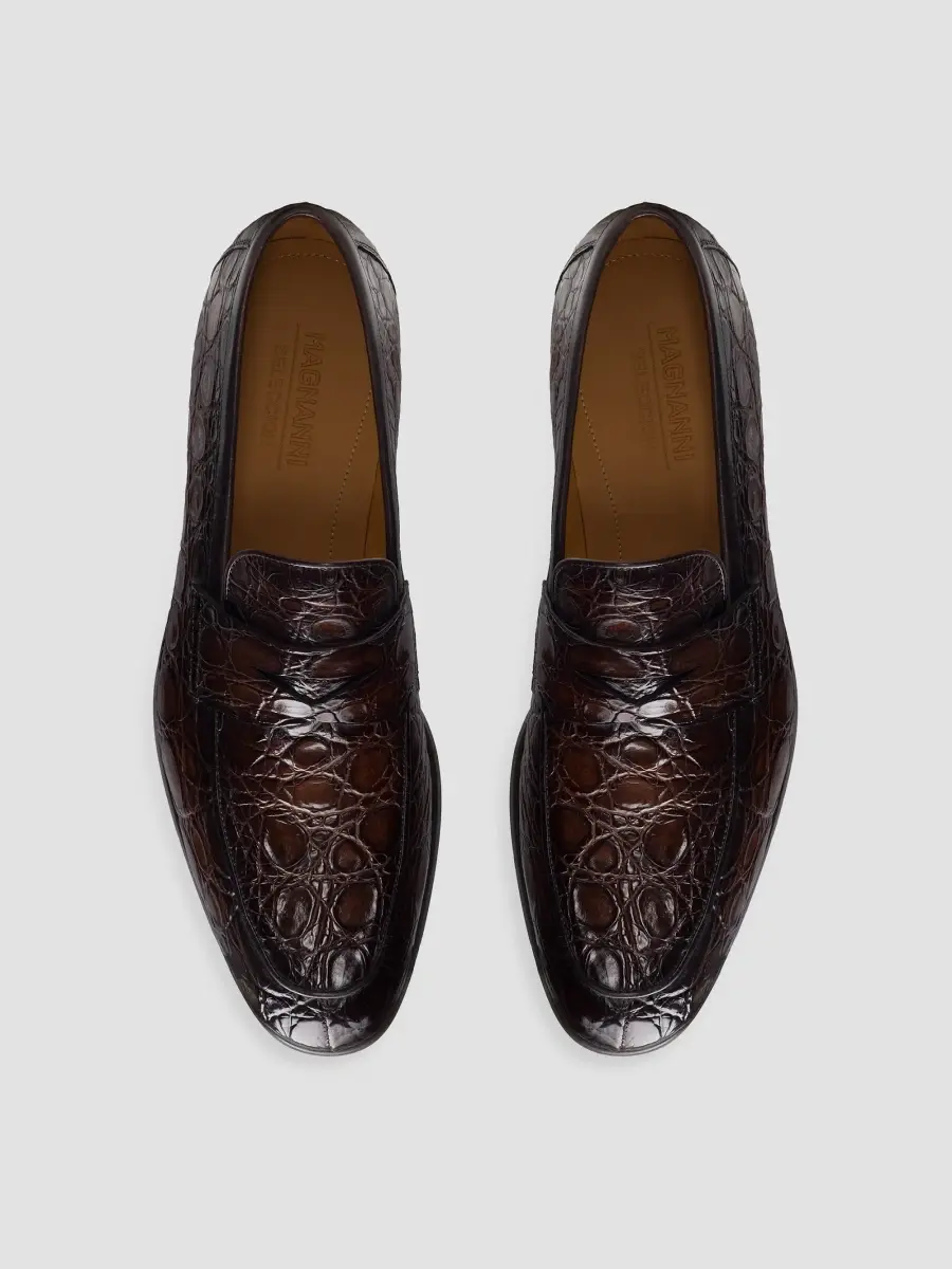Magnanni Men's Vicente Crocodile-Embossed Leather Penny Loafers | Thumbnail 3