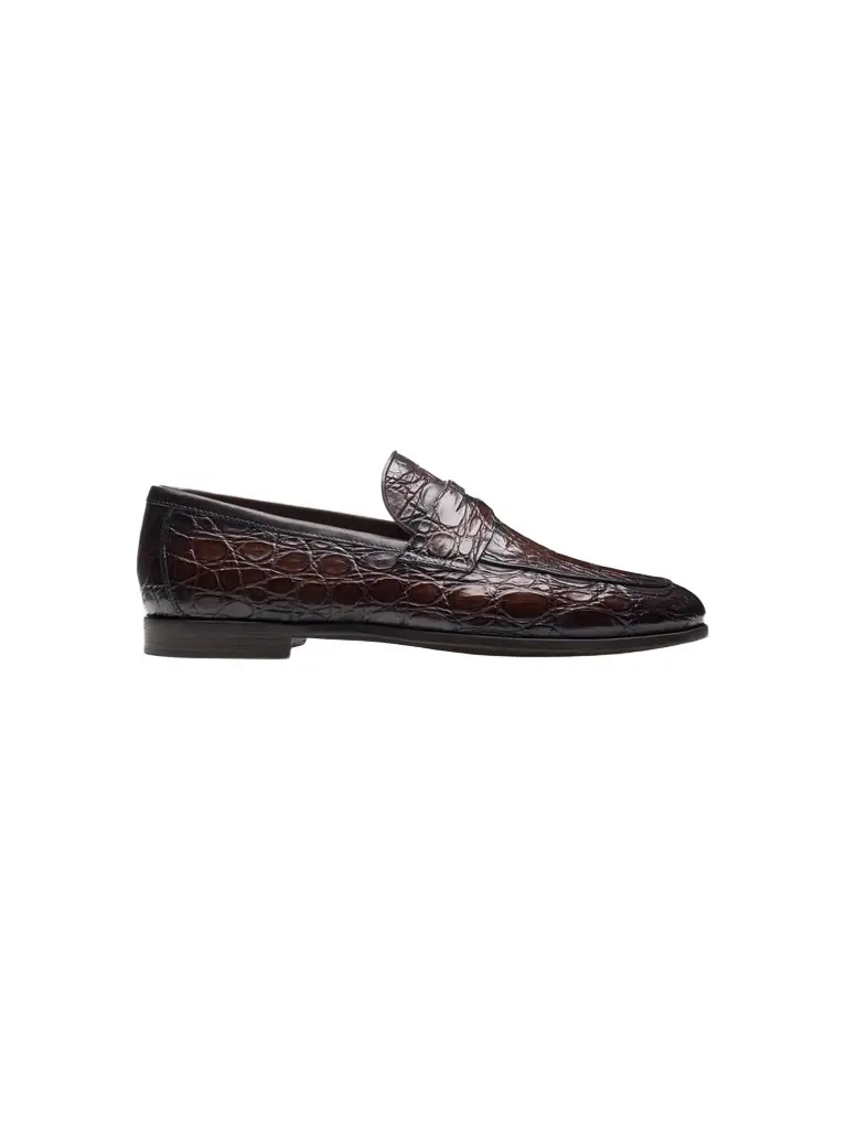 Magnanni Men's Vicente Crocodile-Embossed Leather Penny Loafers