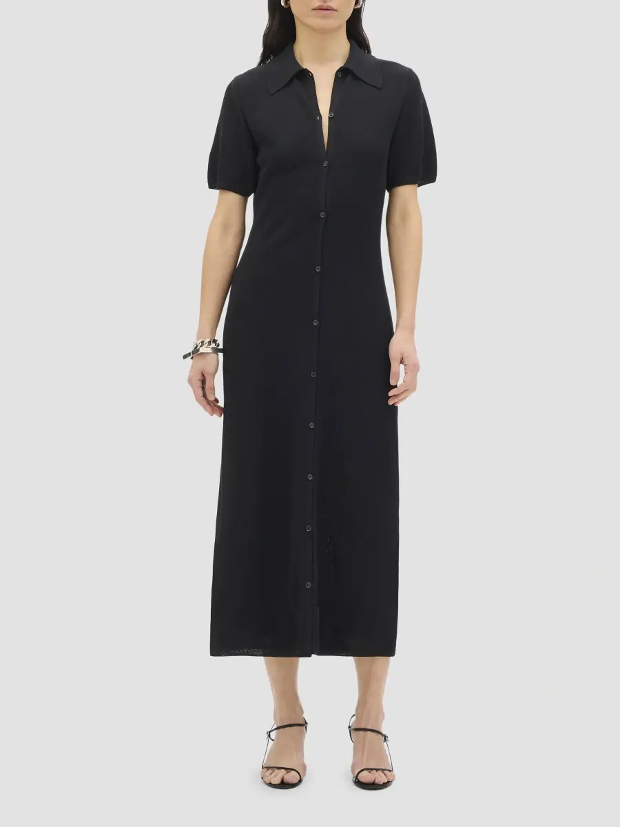 Another Tomorrow Women's Pique Polo Dress | Thumbnail 2 Another Tomorrow Women's Pique Polo Dress | Thumbnail 2