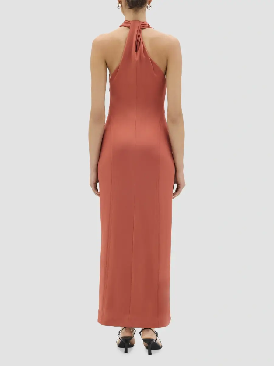 Another Tomorrow Women's Gathered Halter Dress | Thumbnail 4