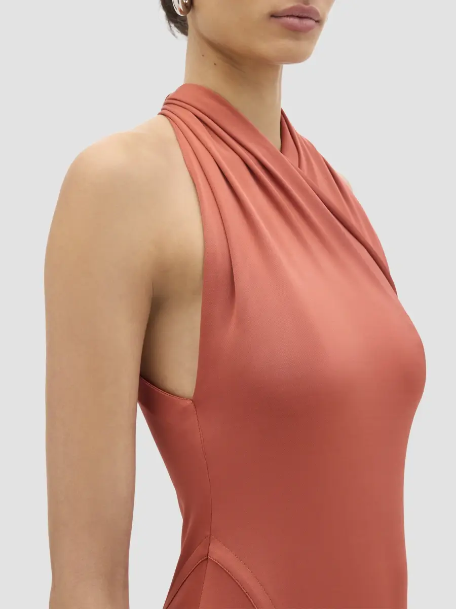 Another Tomorrow Women's Gathered Halter Dress | Thumbnail 5