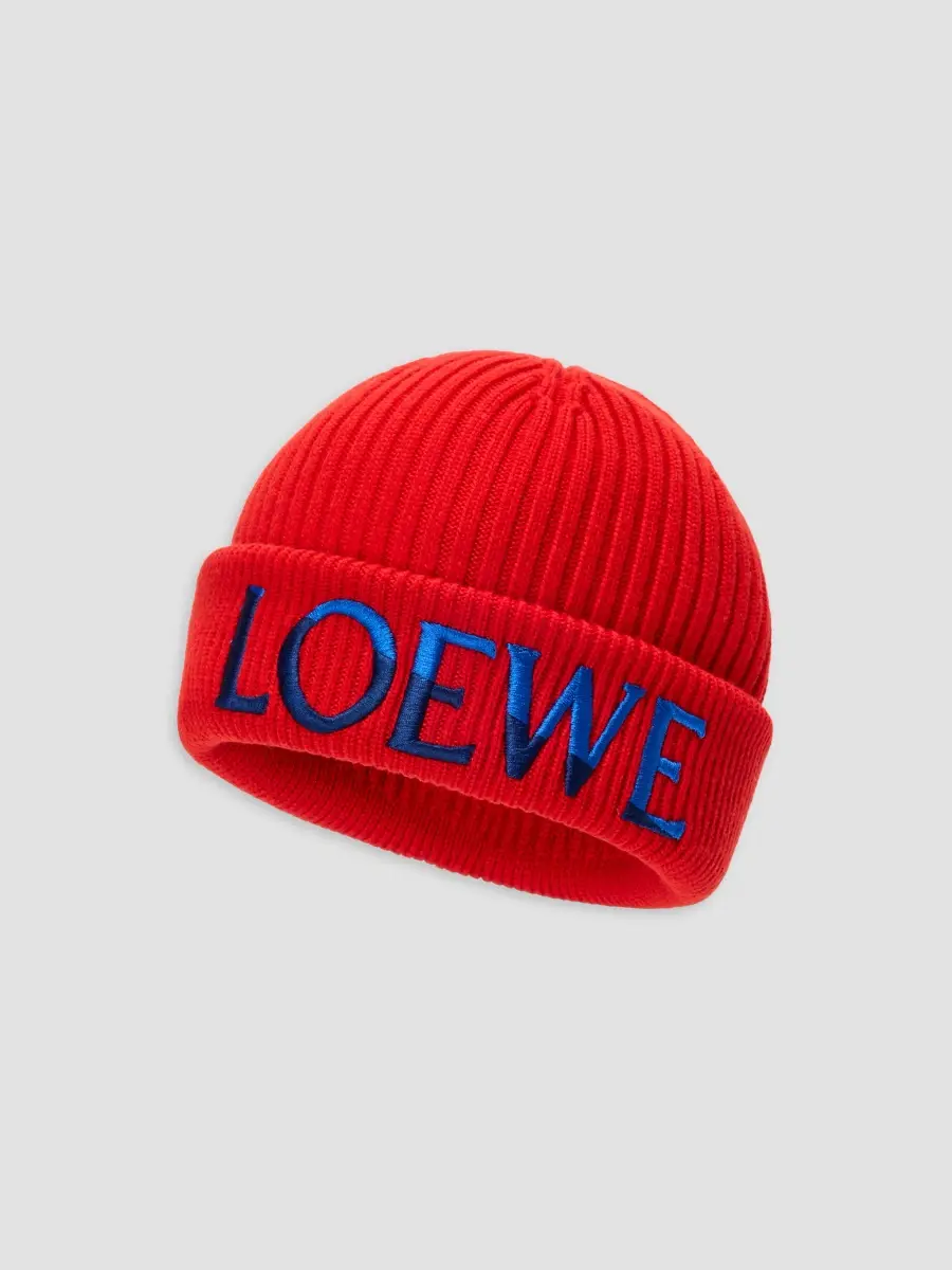 Loewe Men's Embroidered Logo Wool Beanie | Thumbnail 2 Loewe Men's Embroidered Logo Wool Beanie | Thumbnail 2