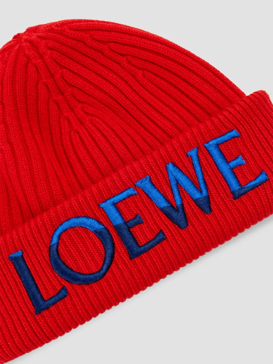 Loewe Men's Embroidered Logo Wool Beanie | Thumbnail 4 Loewe Men's Embroidered Logo Wool Beanie | Thumbnail 4