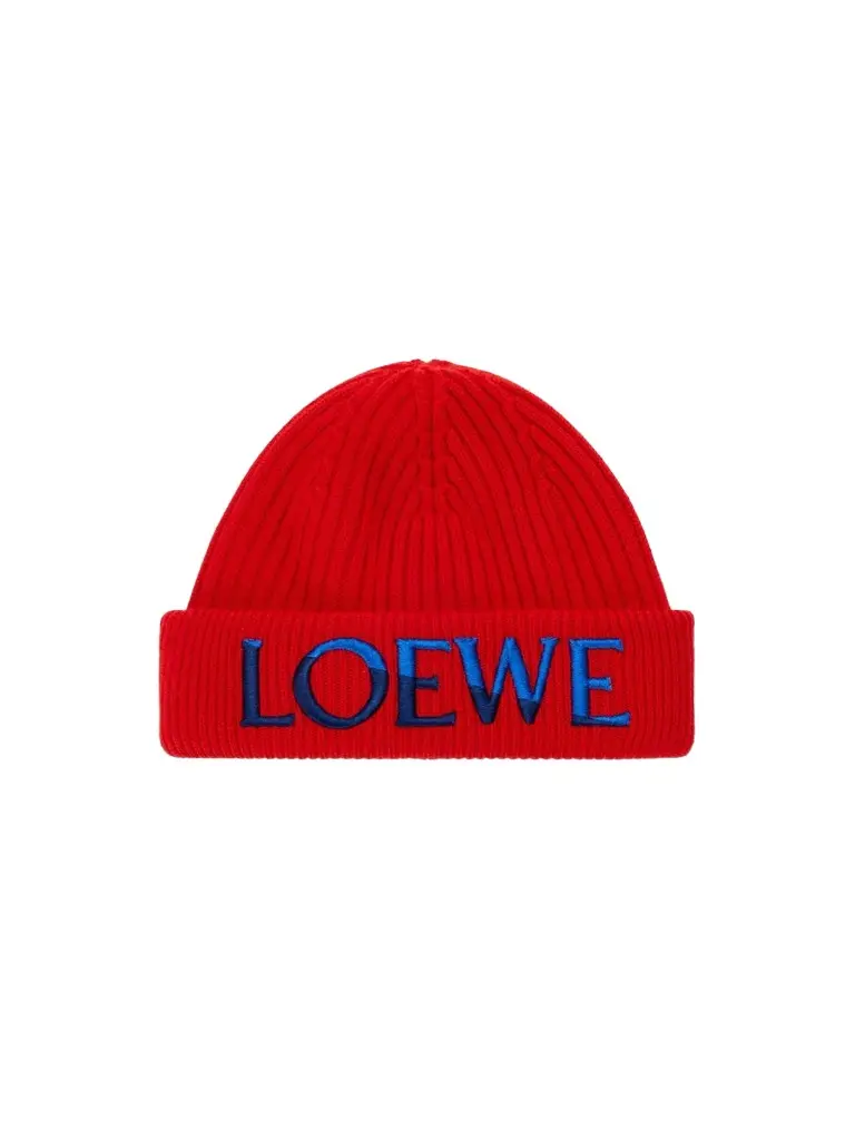 Loewe Men's Embroidered Logo Wool Beanie
