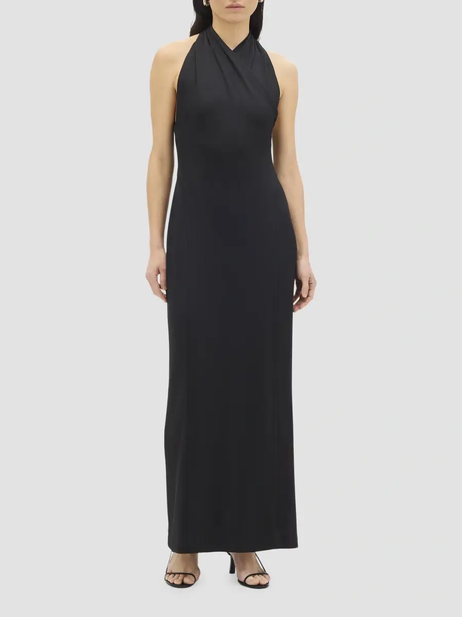 Another Tomorrow Women's Gathered Halter Dress | Thumbnail 2 Another Tomorrow Women's Gathered Halter Dress | Thumbnail 2