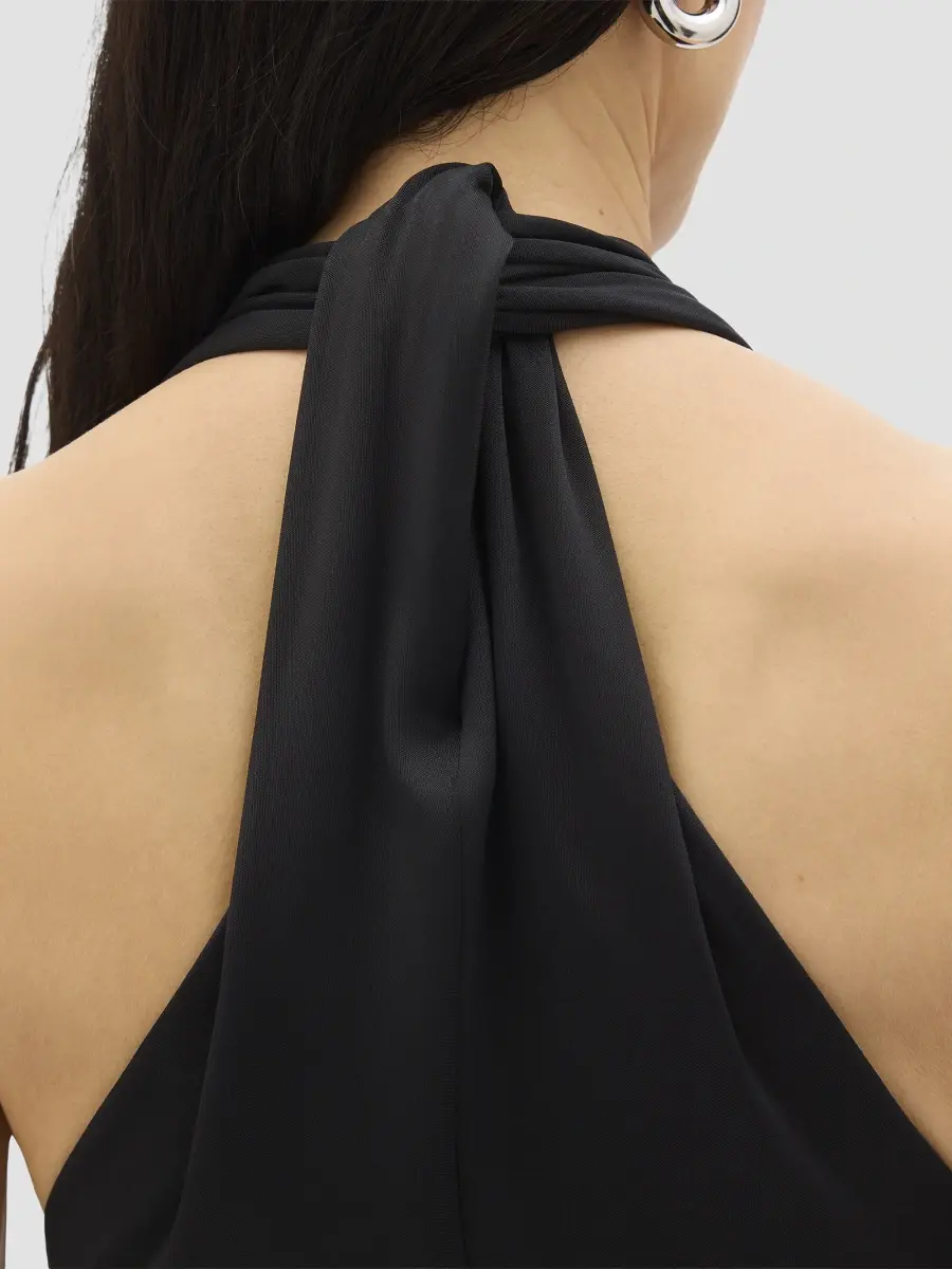 Another Tomorrow Women's Gathered Halter Dress | Thumbnail 5 Another Tomorrow Women's Gathered Halter Dress | Thumbnail 5