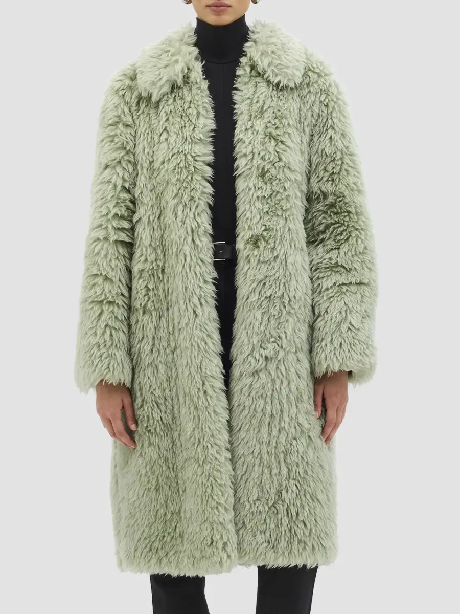 Another Tomorrow Women's Fur Balmacaan Coat | Thumbnail 2 Another Tomorrow Women's Fur Balmacaan Coat | Thumbnail 2