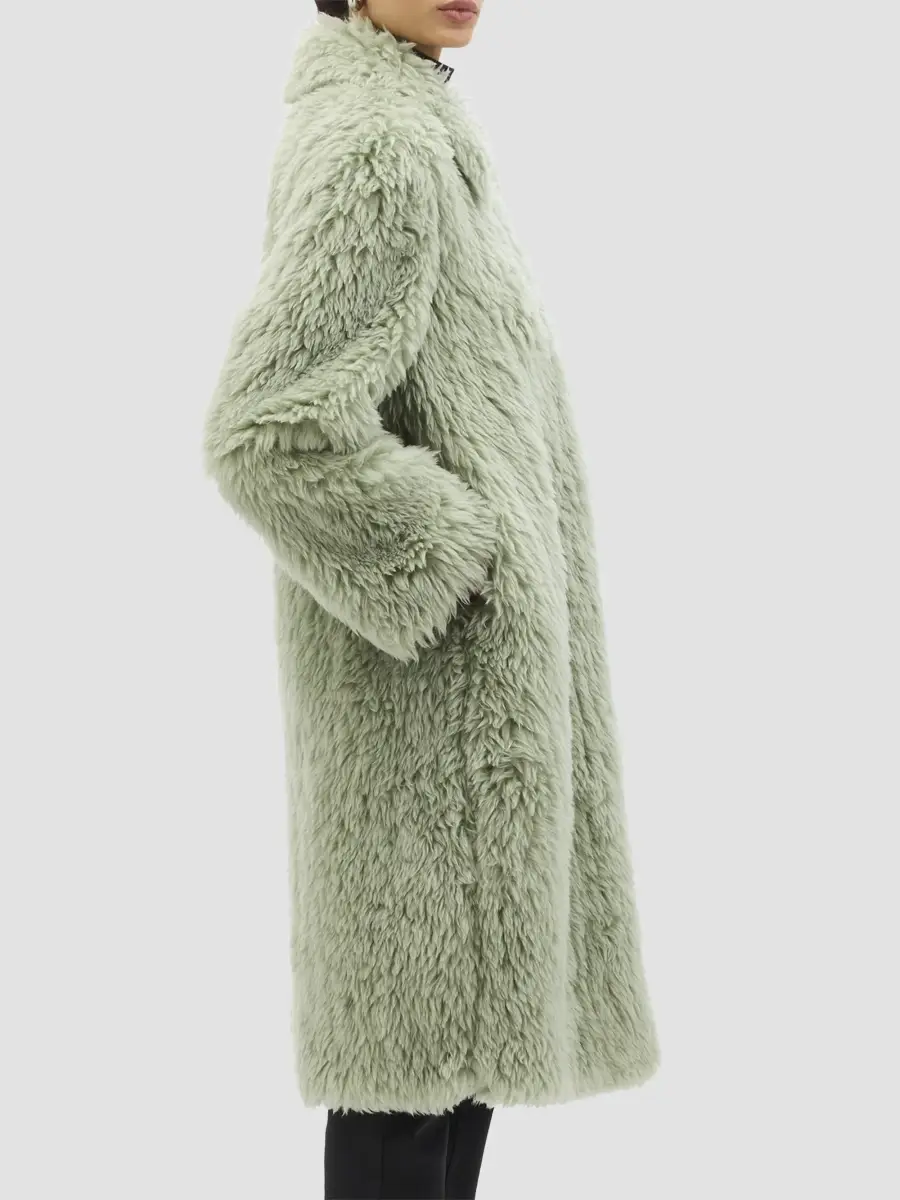 Another Tomorrow Women's Fur Balmacaan Coat | Thumbnail 3 Another Tomorrow Women's Fur Balmacaan Coat | Thumbnail 3