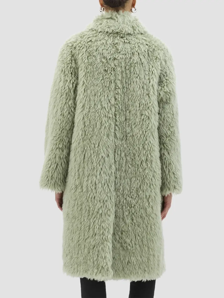Another Tomorrow Women's Fur Balmacaan Coat | Thumbnail 4 Another Tomorrow Women's Fur Balmacaan Coat | Thumbnail 4