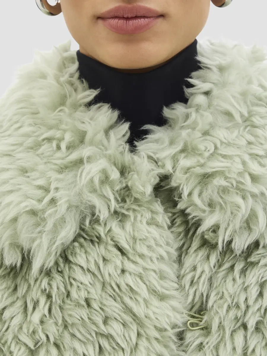 Another Tomorrow Women's Fur Balmacaan Coat | Thumbnail 5 Another Tomorrow Women's Fur Balmacaan Coat | Thumbnail 5