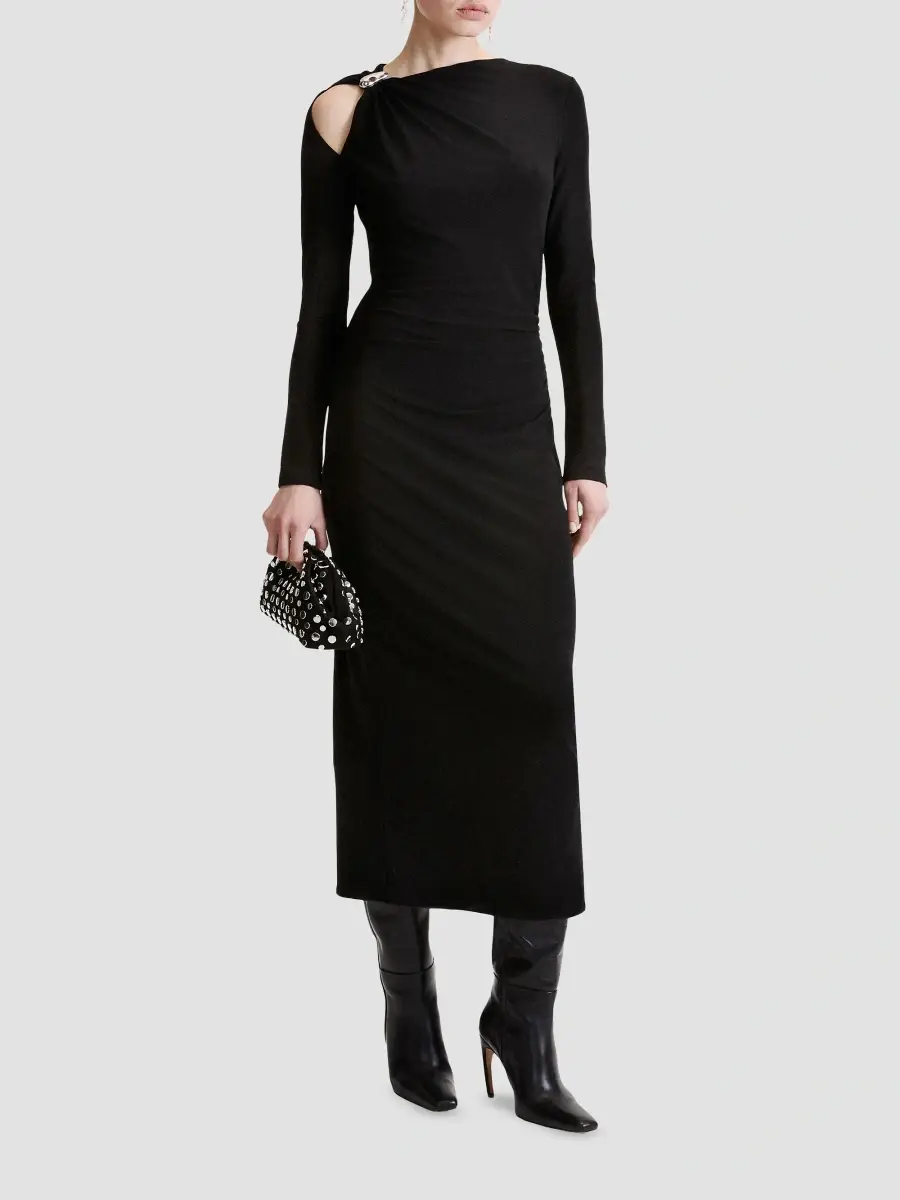 Marella Women's Jersey Dress with Asymmetric Detail - Black | Thumbnail 2 Marella Women's Jersey Dress with Asymmetric Detail - Black | Thumbnail 2