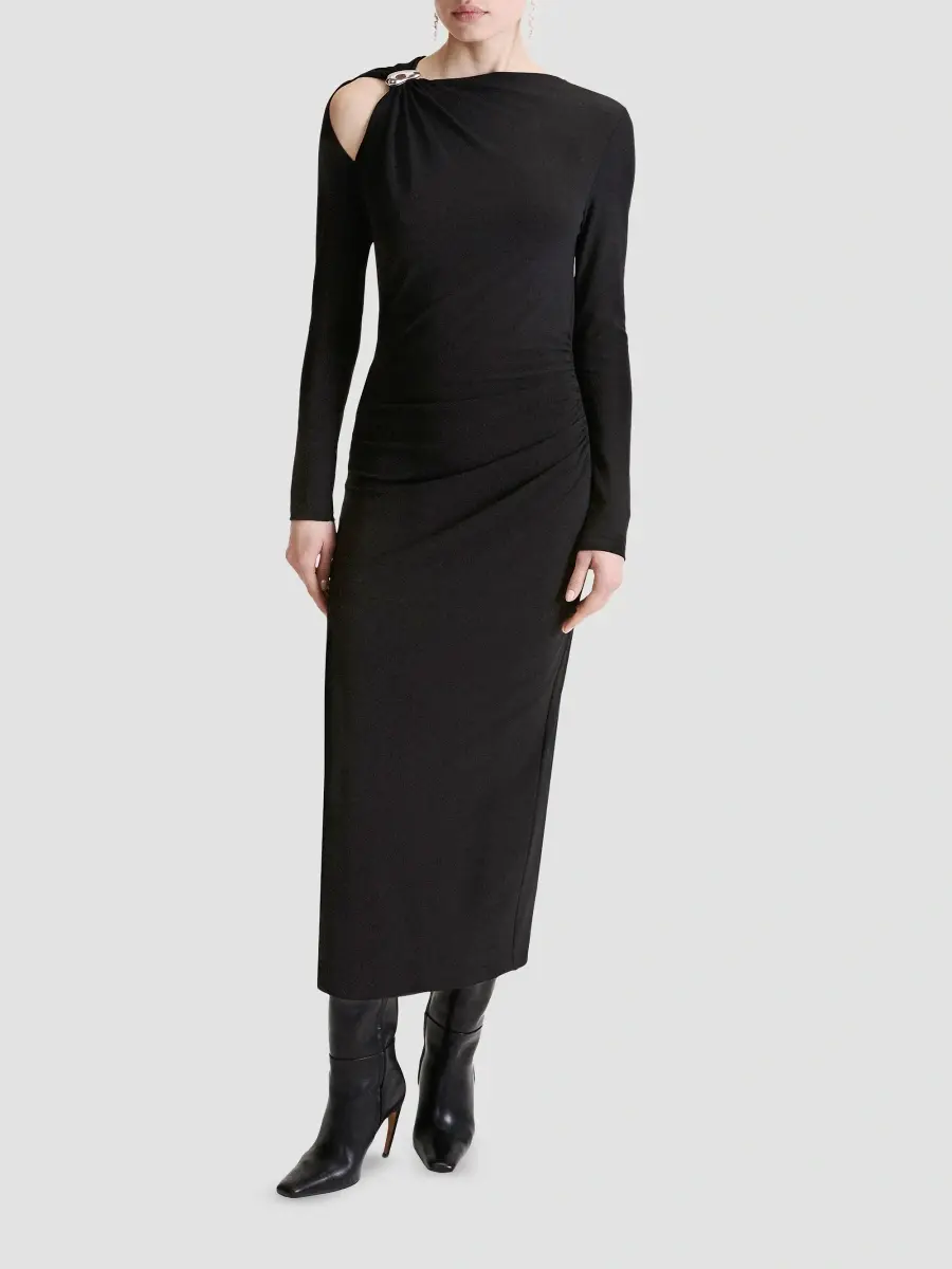 Marella Women's Jersey Dress with Asymmetric Detail - Black | Thumbnail 3 Marella Women's Jersey Dress with Asymmetric Detail - Black | Thumbnail 3