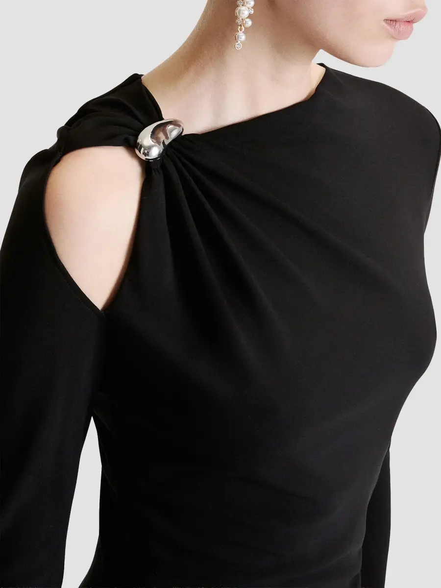 Marella Women's Jersey Dress with Asymmetric Detail - Black | Thumbnail 5 Marella Women's Jersey Dress with Asymmetric Detail - Black | Thumbnail 5
