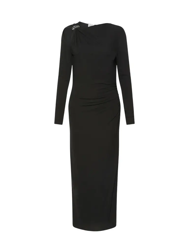 Women's Jersey Dress with Asymmetric Detail - Black