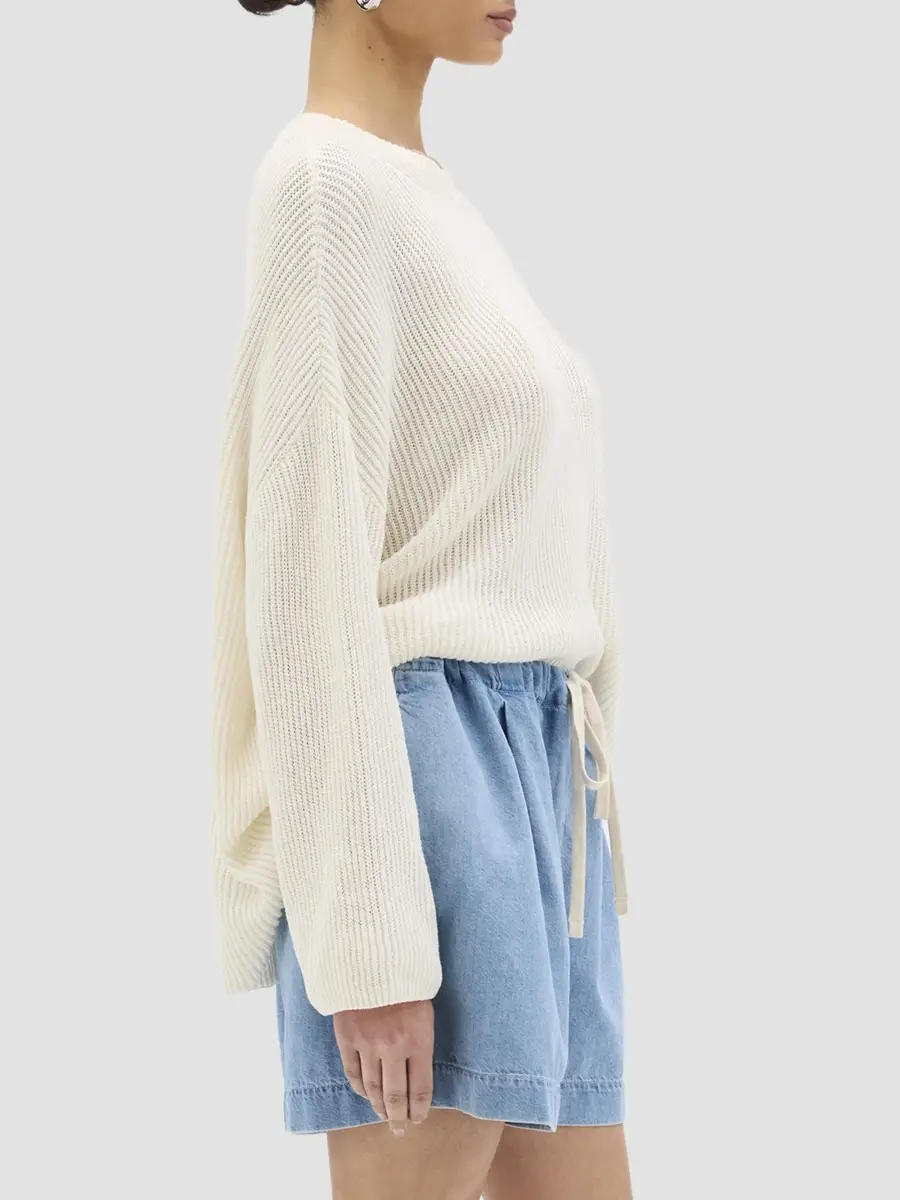 Another Tomorrow Women's Chambray Drawcord Shorts | Thumbnail 3 Another Tomorrow Women's Chambray Drawcord Shorts | Thumbnail 3