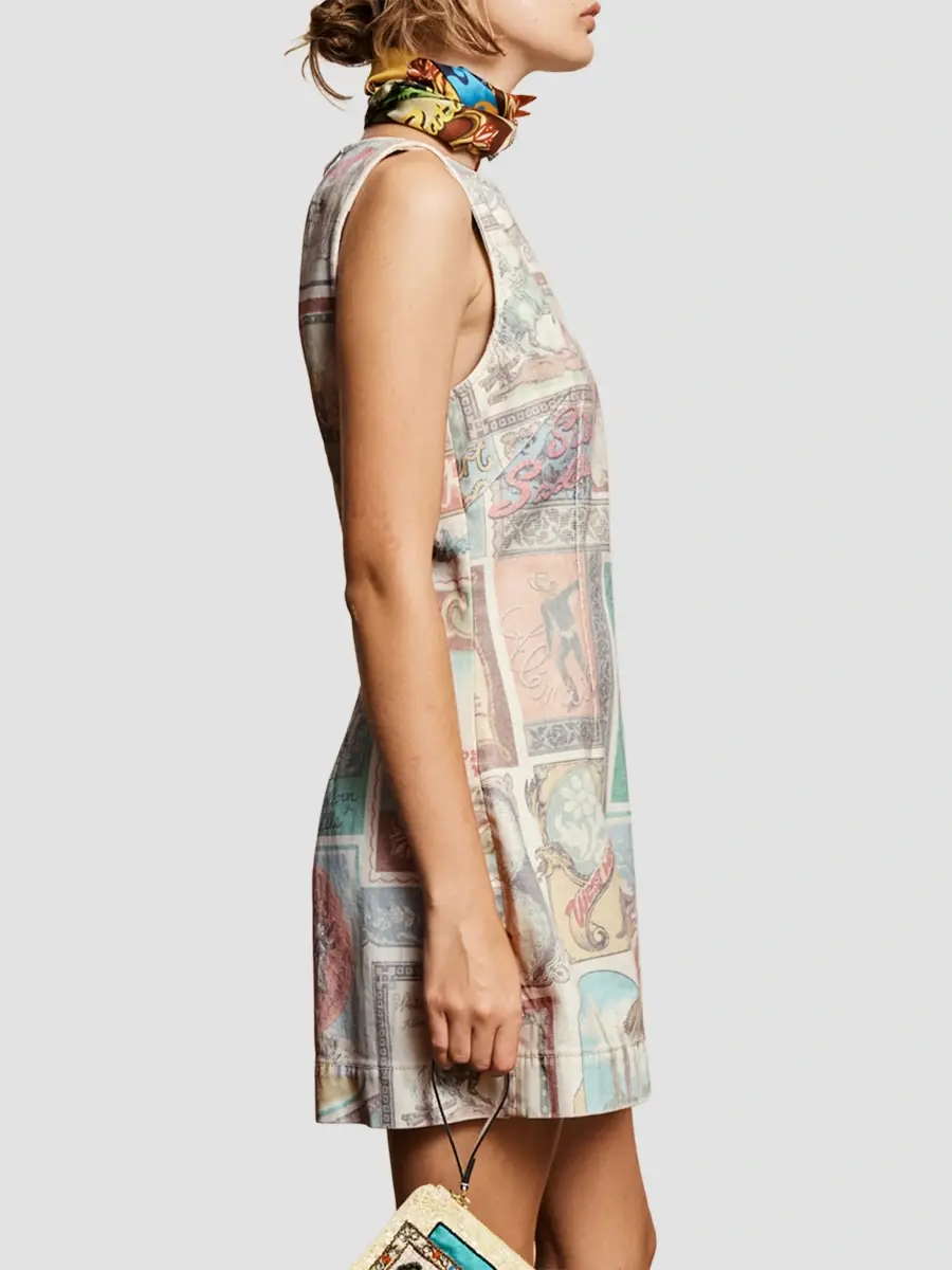 ALÉMAIS Women's Andie Printed Denim Mini Dress | Thumbnail 4 ALÉMAIS Women's Andie Printed Denim Mini Dress | Thumbnail 4