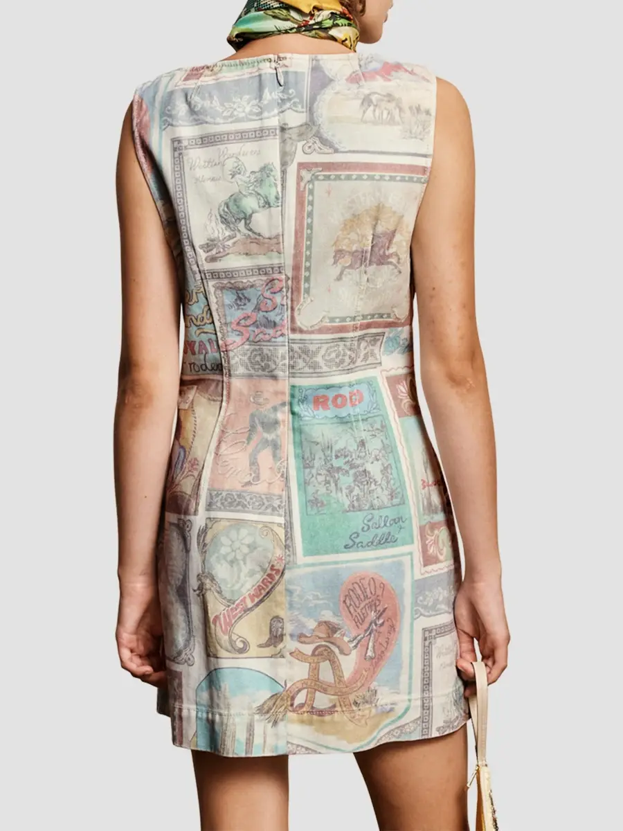 ALÉMAIS Women's Andie Printed Denim Mini Dress | Thumbnail 5 ALÉMAIS Women's Andie Printed Denim Mini Dress | Thumbnail 5