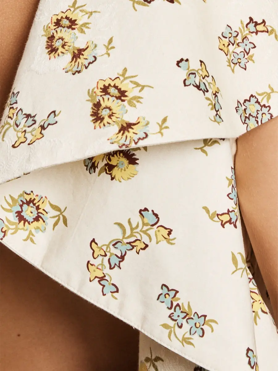 ALÉMAIS Women's Carrie Floral Silk Satin Ruffle Mini Dress | Thumbnail 5 ALÉMAIS Women's Carrie Floral Silk Satin Ruffle Mini Dress | Thumbnail 5
