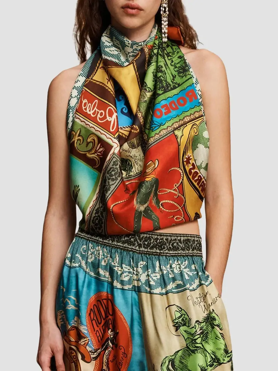 ALÉMAIS Women's Ace Printed Silk Scarf | Thumbnail 2 ALÉMAIS Women's Ace Printed Silk Scarf | Thumbnail 2