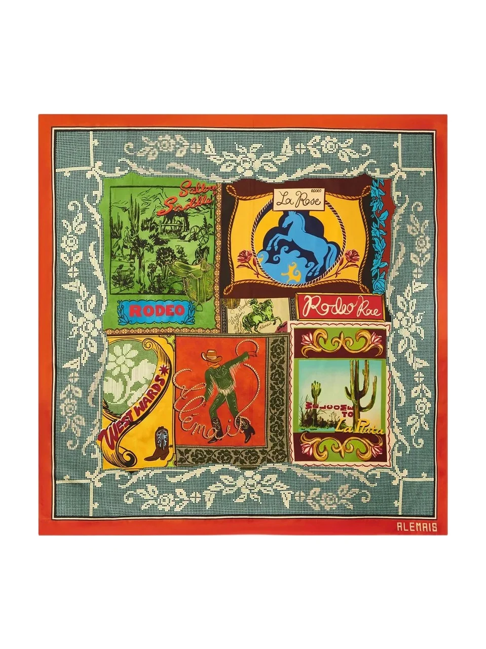 ALÉMAIS Women's Ace Printed Silk Scarf