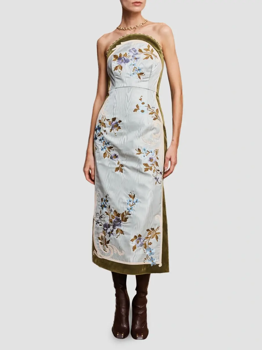 ALÉMAIS Women's Odessa Floral Linen-Cotton Blend Midi Dress | Thumbnail 4 ALÉMAIS Women's Odessa Floral Linen-Cotton Blend Midi Dress | Thumbnail 4